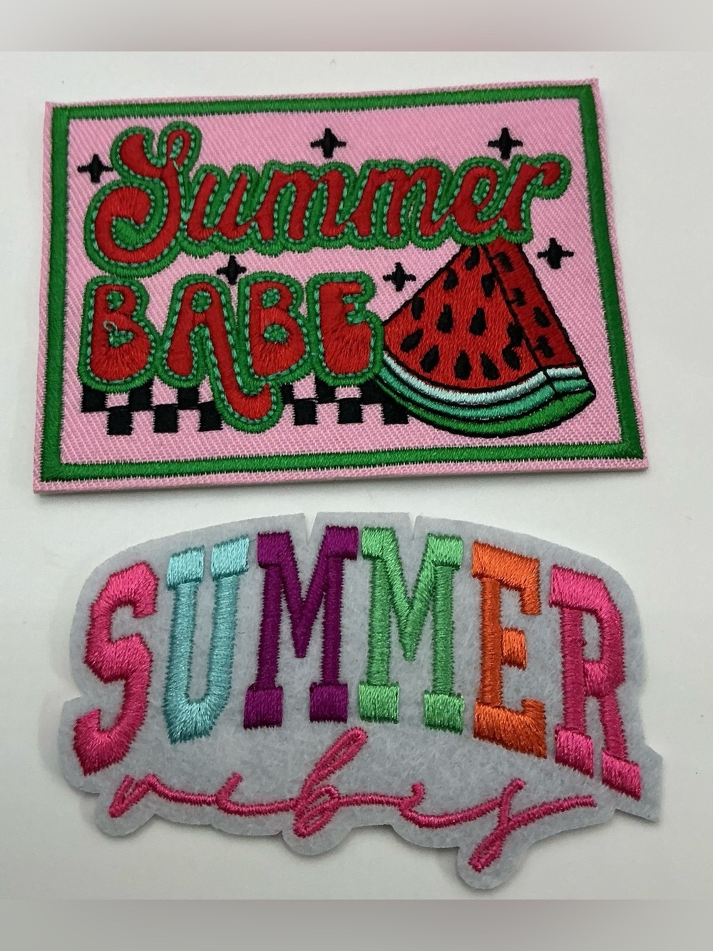 2 IRON OR SEW ON PATCHES SUMMER GIRL BABE VIBES NWOT